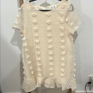 She + Sky Ivory Pom Pom Dress